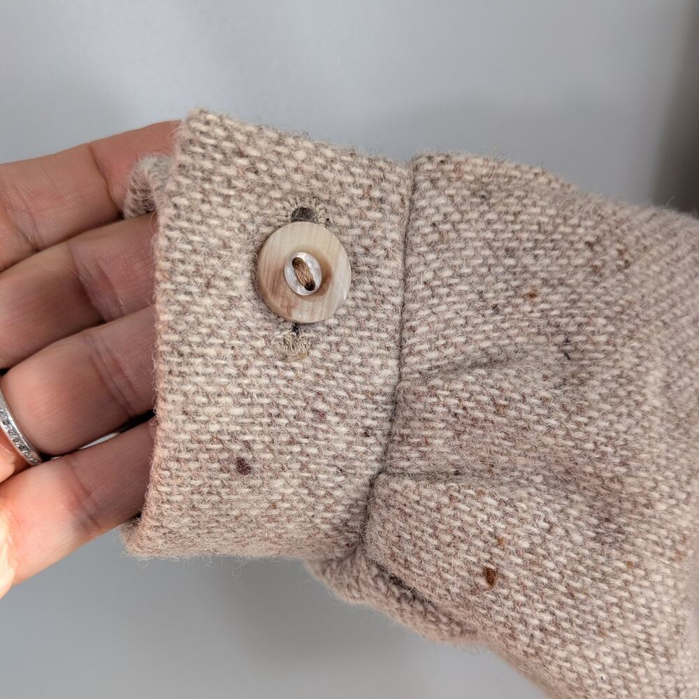 Vintage Wool Blazer Jacket 14 Tan Beige Tweed Double Breasted 80S Uk Cropped - Picture 9 of 15